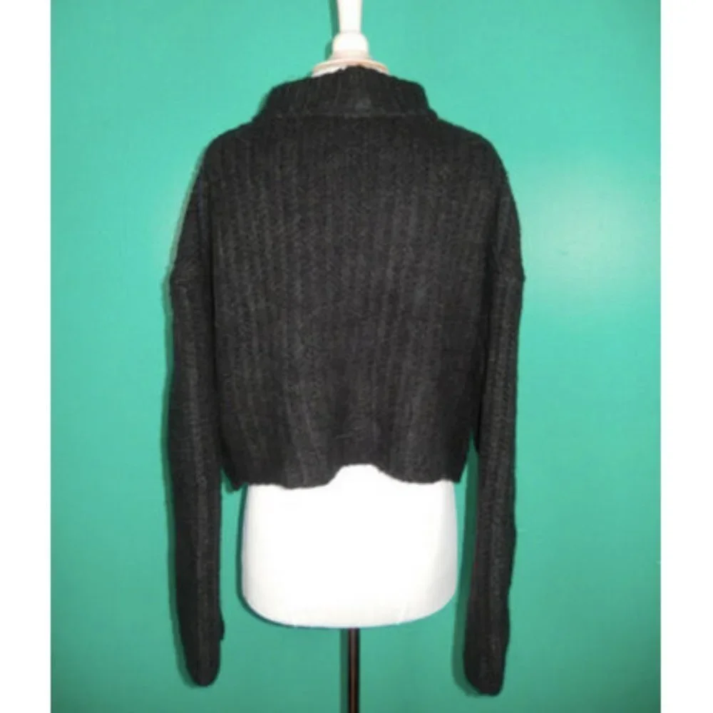 Free People Alpine Black White Mock Neck Cropped Sweater - Picture 7 of 7